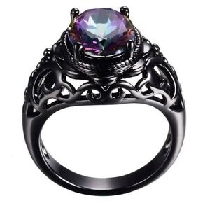 Mystic Topaz Black Filigree Ring